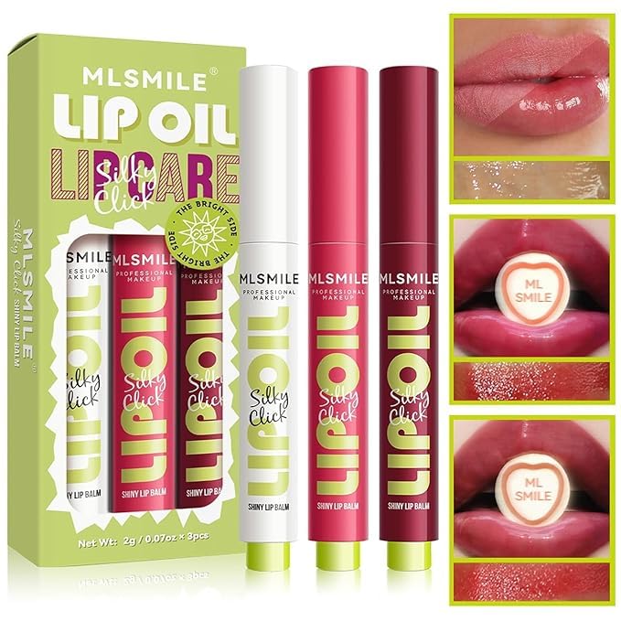 3 Colors Fat Lip Oil Click Slick, Moisturizing Lip