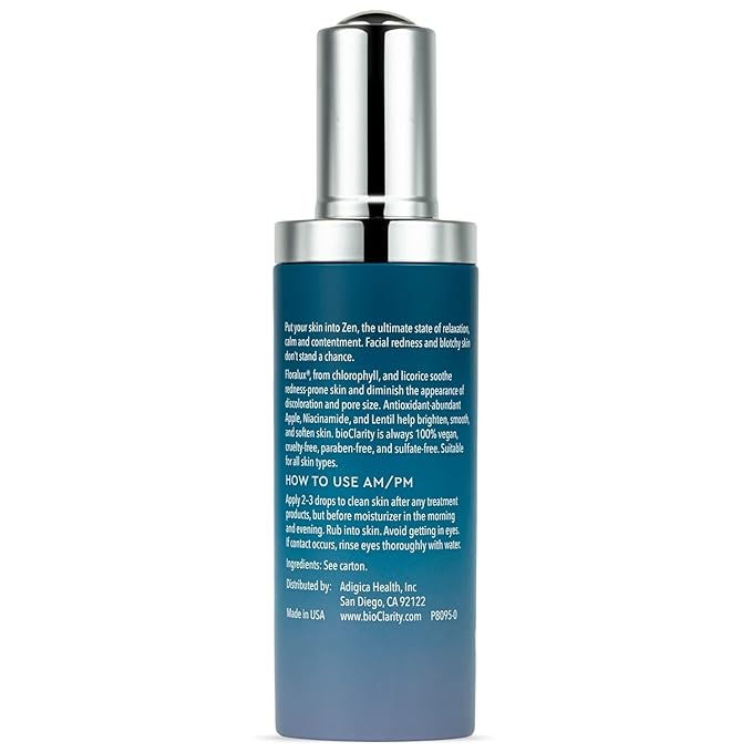 BioClarity Zen Ultra-Calming Serum | Ultracalming Serum for Redness-Prone Skin | 100% Vegan | Calm, Soothe, and Soften Face | Contains Floralux Naturally made from Chlorophyll | 1.7 fl. oz (Pack of 3)