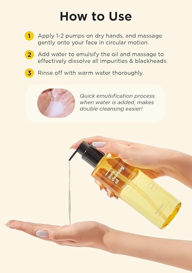 Hanskin PHA Trial Size Pore Cleansing Oil, Gentle Blackhead Cleanser and Makeup Remover for Combination and Oily Skin Travel Size Mini Makeup Remover Set [1 oz/Pack of 3]