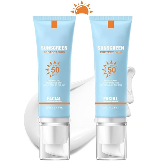 Tinted Sunscreen for Face SPF 50, Hydrating Sun Essence Face Sunscreen, Korean SPF 50+ PA++++ No White Cast, Hydrating, Moisturizing, UV Defense, Travel Size, Type-B 2pc