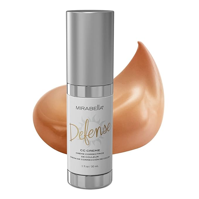 Mirabella Defense CC Creme Hydrating, Soothing Full Coverage Foundation with Mineral SPF 20, CC Cream Foundation with Sunscreen and Hyaluronic Acid Delivers Oil Control with Salicylic Acid, Medium