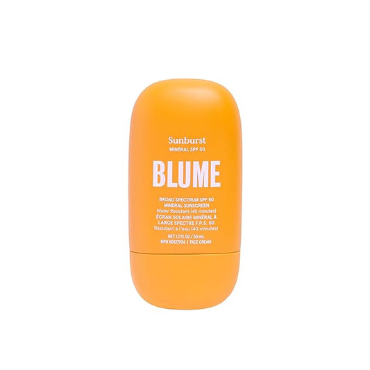 Blume Sunburst Broad Spectrum SPF 50 Mineral Sunscreen - Hydrating & Soothing Face Sunscreen with Zinc Oxide and Niacinamide - Tailored For Sensitive Skin - Vegan (1.7 Ounce)