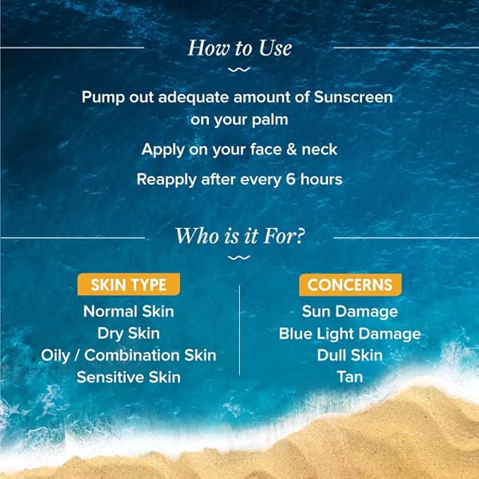 Glow+ Dewy Face Sunscreen with SPF 50+ & PA+++ | Blue Light Protection & No White Cast | Helps Give Glowing Skin with Papaya & Vitamin C | 1.76 Oz/50g