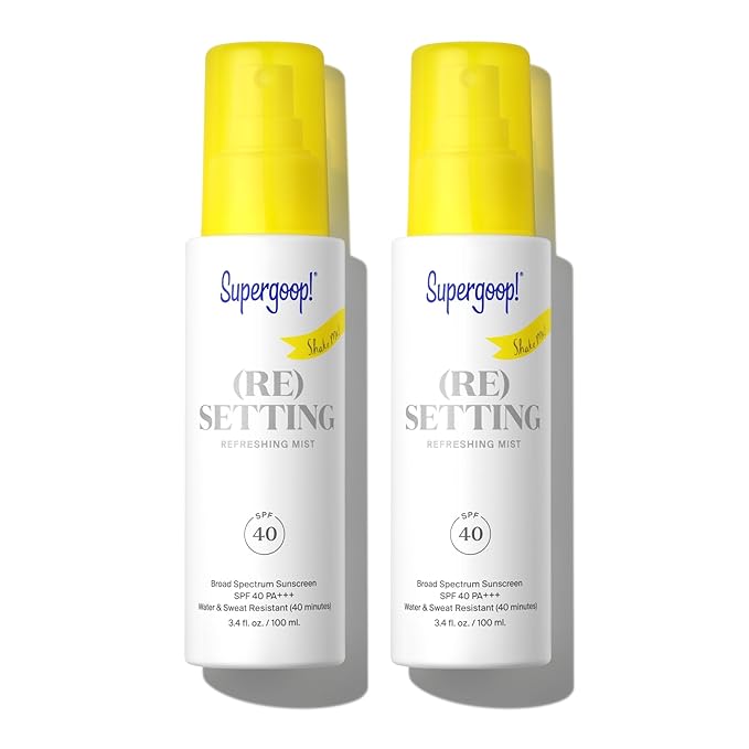 Supergoop! (Re)setting Refreshing Mist - 3.4 fl oz, Pack of 2 - SPF 40 PA+++ Facial Mist - Sets Makeup, Refreshes UV Protection & Helps Filter Pollution - Light, Natural Scent