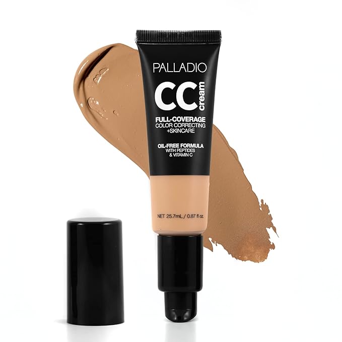 Palladio Full-Coverage Color Correction CC Cream, Oil-Free with 0.87 Fl Oz