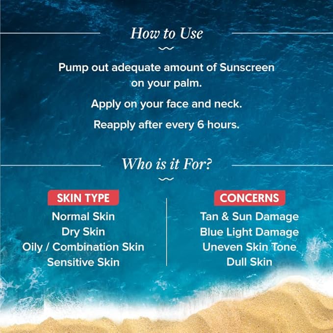 Detan+ Dewy Face Sunscreen with SPF 50+ & PA++++ | Broad Spectrum Protection & No White Cast | Fights Sun Damage with Cherry Tomato & Hyaluronic Acid | 1.76 Oz/50g