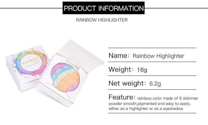 Pro 6 Colors 3D Baked Rainbow Highlighter Eyeshadow