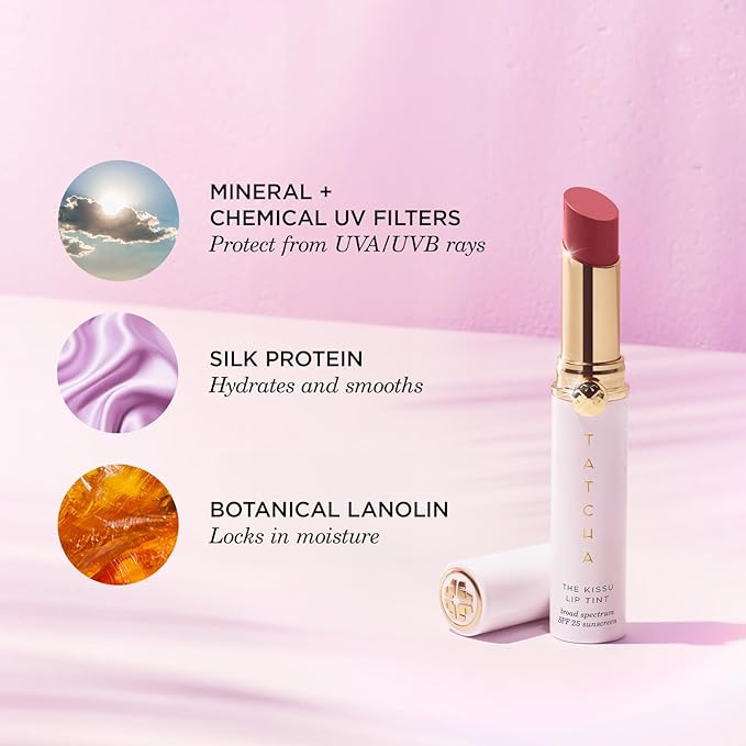 The Kissu Lip Tint SPF 25 - Plum Blossom | Hydrating Tinted Lip Sunscreen, 0.14 oz