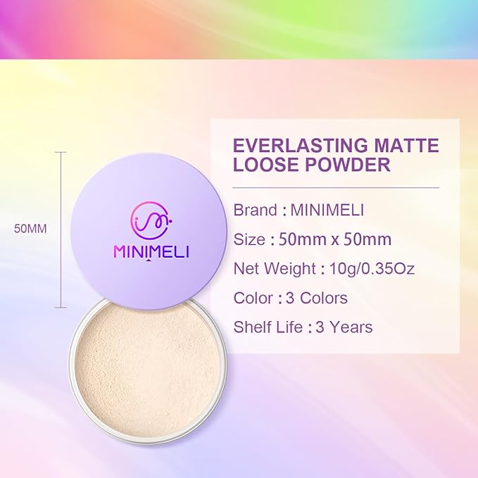 Matte Loose Powder Makeup, Poreless Lasting Face Setting (#02 NATURAL) 35Oz