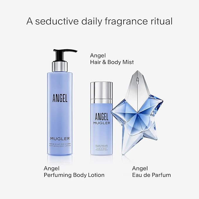 Mugler Angel - Body Lotion - Floral & Woody - Women's Scented Moisturizer - With Peony, Praline, and Wood Accord- 6.7 Fl Oz