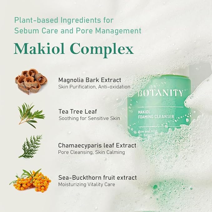 Makiol Foaming Cleanser | Low pH Cleanser with LHAs | Gentle & Refreshing | Sebum Control | Pore Refining | All Skin Type | Cruelty-Free | 5.07 fl oz