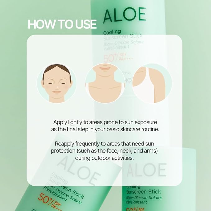 Holika Holika Aloe Cooling Sunscreen Stick: Moisturizing, Soothing, Hydrating, Face & Body, Broad Spectrum, PF 50+, PA++++, Reef-Friendly, Lightweight