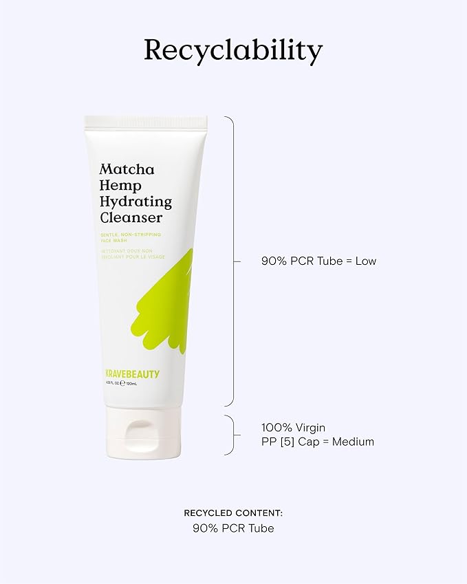 KraveBeauty Matcha Hemp Hydrating Cleanser, Non-Stripping Daily Face Wash, Supports Skin Barrier Enriched With Hemp Seed Oil, Suitable For Dry, Sensitive Skin, Vegan & Cruelty-Free, 4.05 fl oz