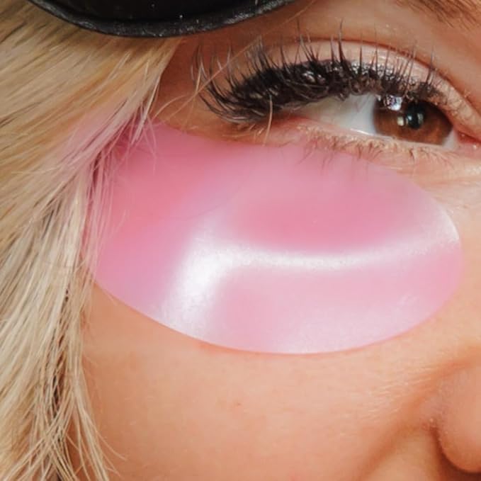 Pink Reusable Under Eye Patches Eco-Friendly Wrinkle Patches with Tin Case | 100% Silicone Reusable Facial Patches | For Puffy Eyes, Dark Circles, Reducing Wrinkles (Pink)