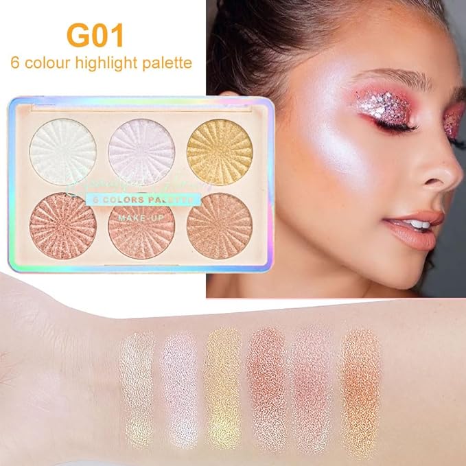 6 Colors Face Highlighter Makeup Palette iluminadores de