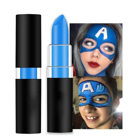 Kaely 1Pcs Blue Face Paint Stick,Pro Eye Black Stick Baseball Football Softball,Easy to Color,Matte Lipstick Face Body Paint Set,Halloween Birthday Party Clown Makeup Sets,03