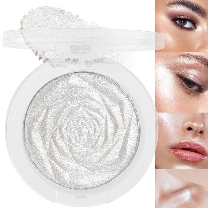 evpct Pearl White Silver Face Highlighter Makeup Shimmer