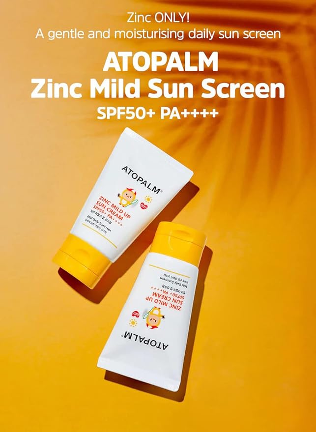 ATOPALM Zinc Mild Up Sun Cream SPF50+ PA++++ 65g, Dry Skin Moisturizing MLE Sun Protection, Korean Mineral Sunscreen