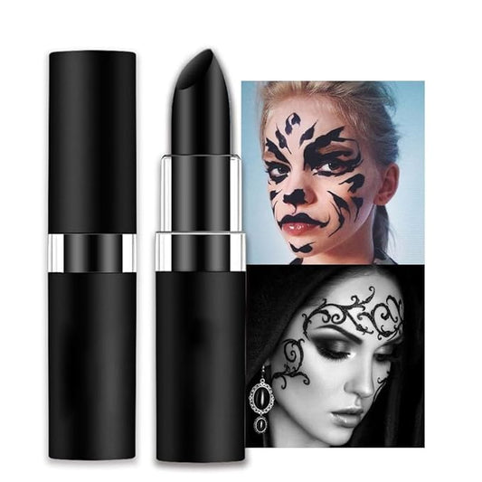 Kaely 1Pcs Black Face Paint Stick,Pro Eye Black Stick Baseball Football Softball,Easy to Color,Black Matte Lipstick Face Body Paint Set,Halloween Birthday Party Clown Makeup Sets,07