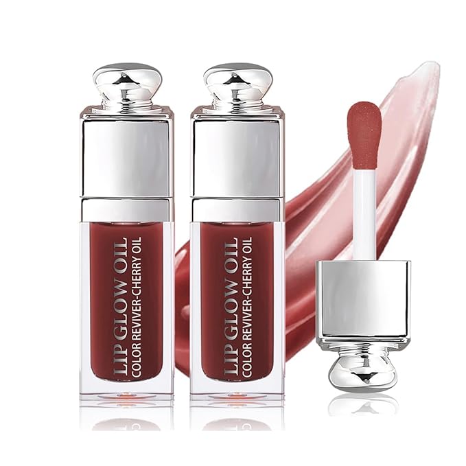 2PCS Hydrating Lip Glow Oil, Lip Oil Gloss Lip 2 OZ