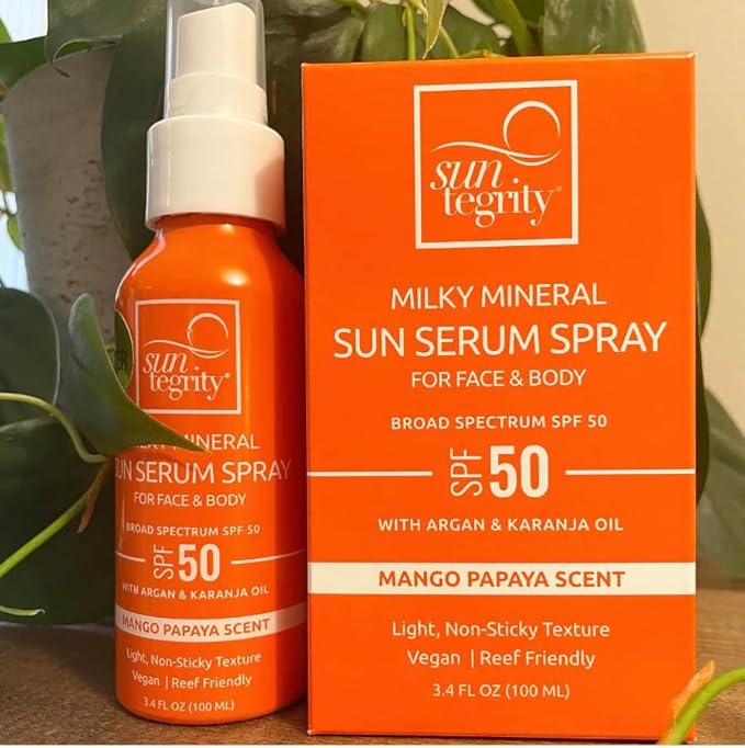 Milky Mineral Sun Serum Spray for Face & Body - Broad Spectrum SPF 50, 3.4oz