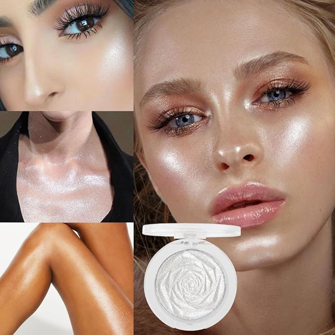 evpct Pearl White Silver Face Highlighter Makeup Shimmer