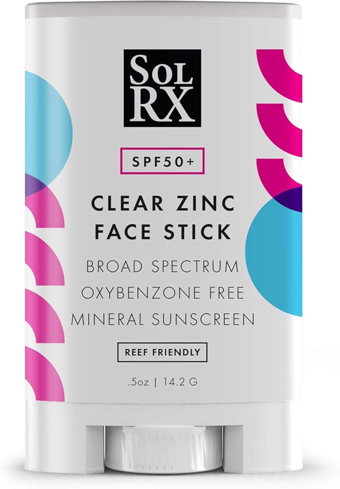 SolRX MINERAL SPF 50 Sunscreen Stick for Face - Zinc Oxide Sunsceen Stick, Clear, Non-Greasy