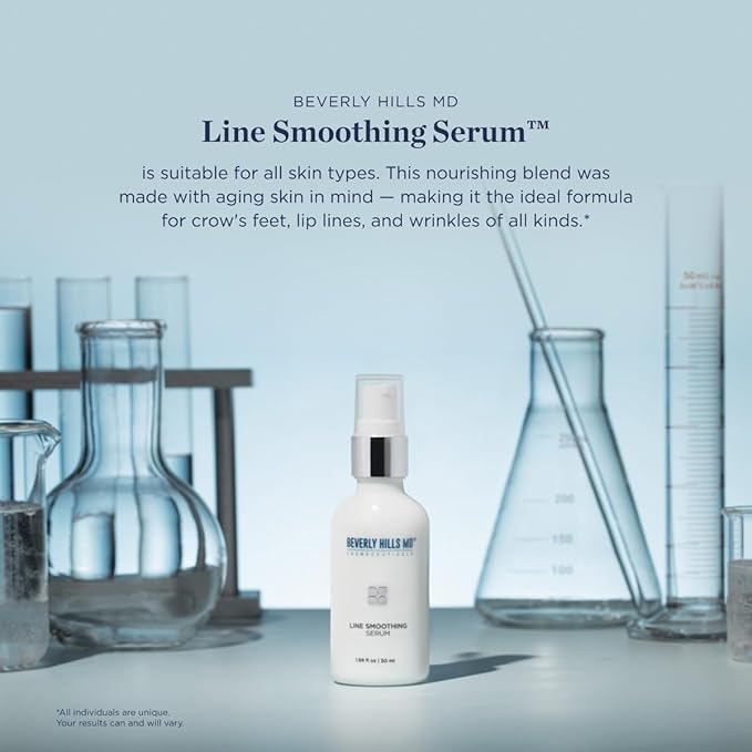 Line Smoothing Serum- Reduce Deep Wrinkles & Smooth Skin- Anti-Aging Serum for Firming and Hydrating Face- Correct Fine Lines w/Antioxidants, Peptides, Ginkgo Bilboa Extract, & Aloe