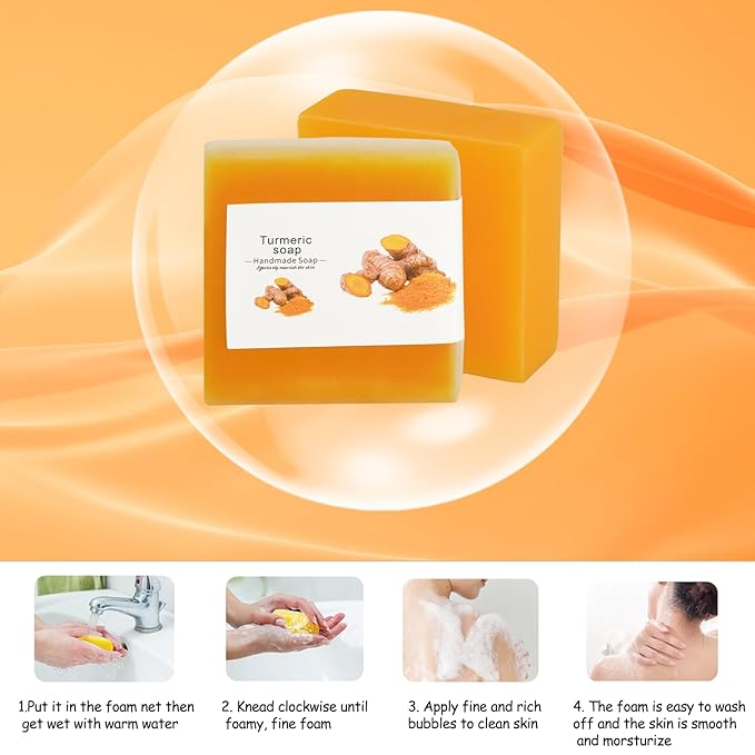 3Packs Turmeric Soap Bar, Organic Tumeric