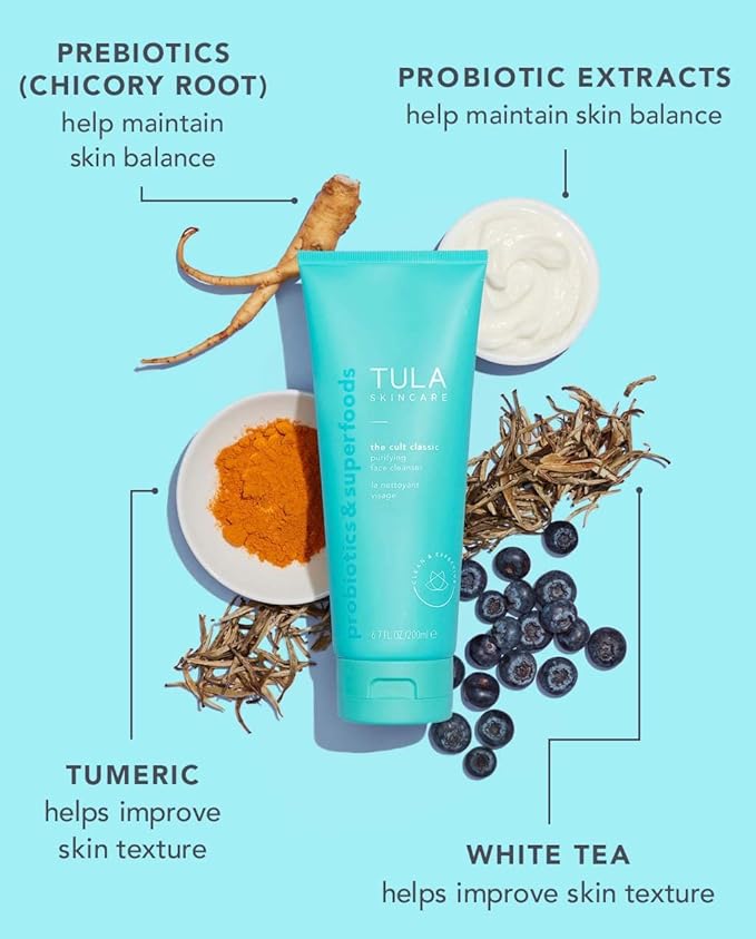 TULA Skin Care The Cult Classic Purifying Face Cleanser - Gentle and Effective Face Wash, Makeup Remover, Nourishing and Hydrating, 4.2 oz.