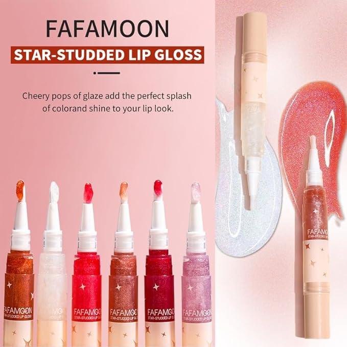 Gold Glitter Lip Gloss Lipstick, Pearl Shimmer Liquid Lip