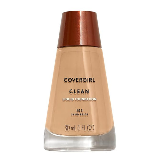 COVERGIRL Clean Liquid Foundation, Sand Beige 153, Pack of 1