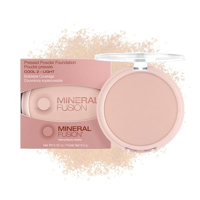 Mineral Fusion Pressed Powder Foundation, Cool 2 - Hypoallergenic, Cruelty-Free, 0.32 Oz