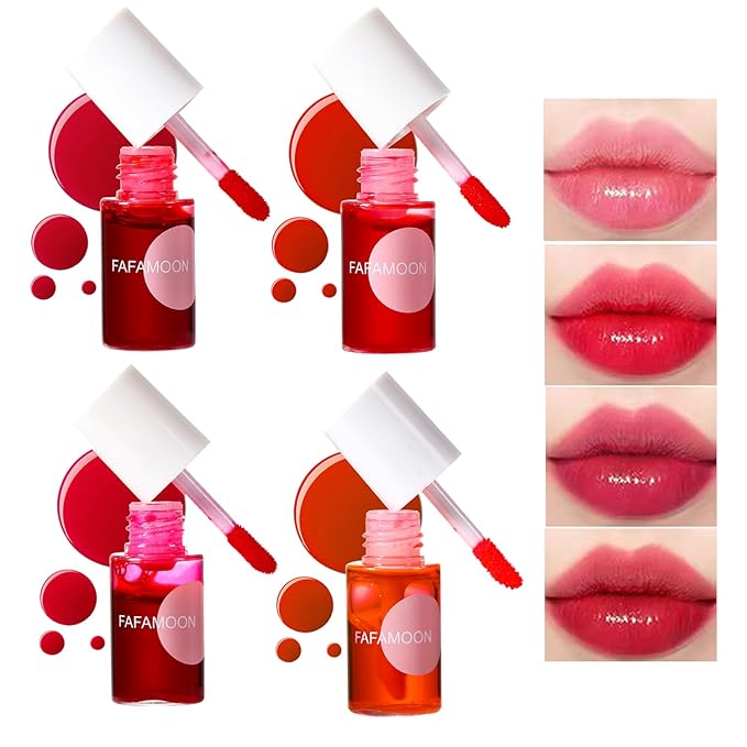 4PCS Lip Tint Stain Set,Mini Liquid Water Tint,Korean Lip