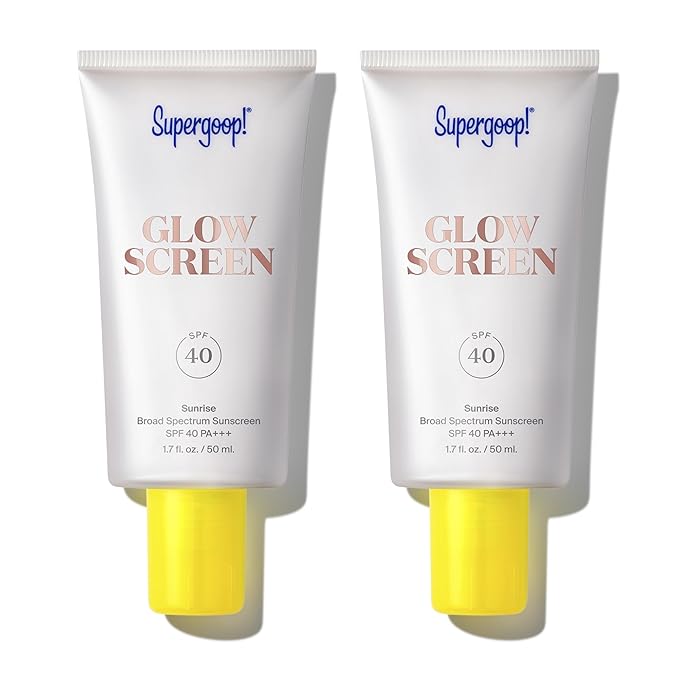 Supergoop! Glowscreen SPF 40, Sunrise (Champagne Glow) - 1.7 fl oz, Pack of 2 - Glowy Primer + Broad Spectrum Sunscreen - Helps Filter Blue Light - Boosts Hydration - Hyaluronic Acid & Vitamin B5