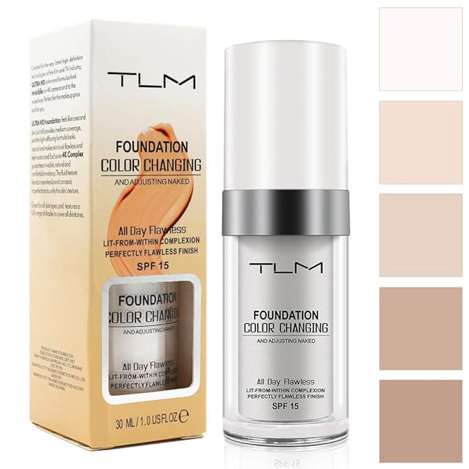 TLM Color Changing Foundation,Nude Makeup Color Changing Concealer,2Pack,All