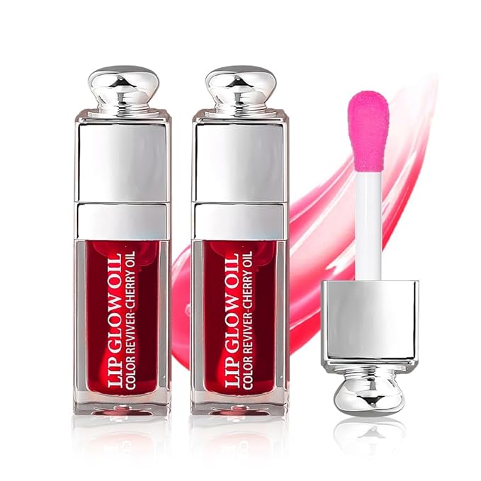 2PCS Hydrating Lip Glow Oil, Lip Oil Gloss Lip 2 OZ