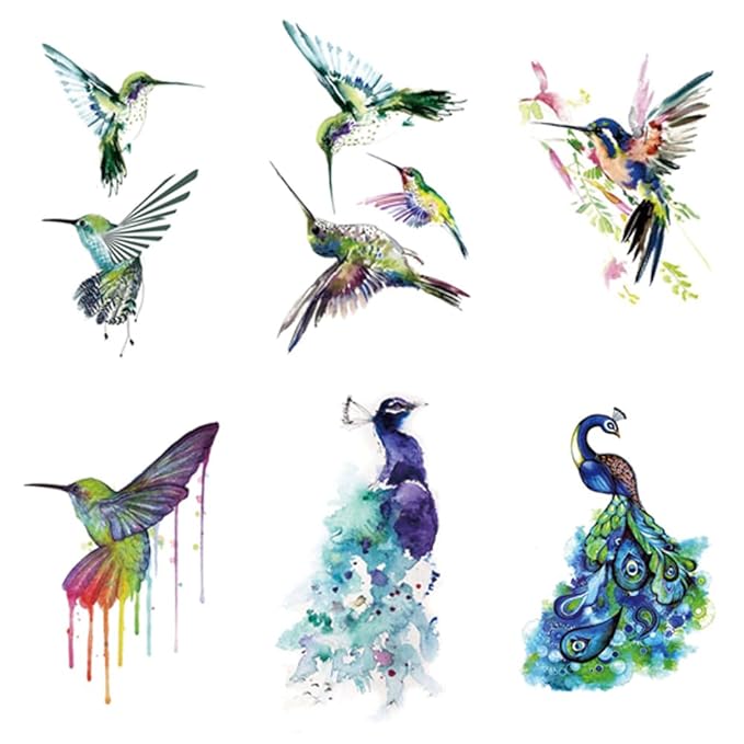 Weetuu 24 sheets hummingbird temporary