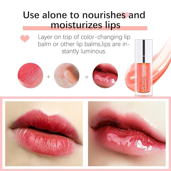 Hydrating Lip Glow Oil, Plumping Lip Gloss, Moisturizing Lip