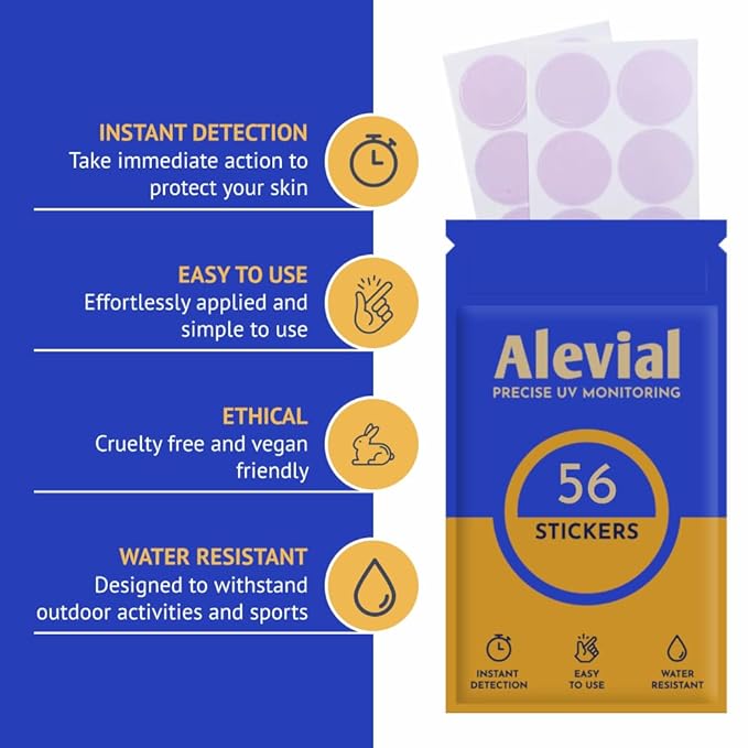 56 UV Detection Stickers for Sunscreen Reapply Reminder, Suitable for Kids & Adults, Sticker Patches, Sun Cream Detection by Alevial