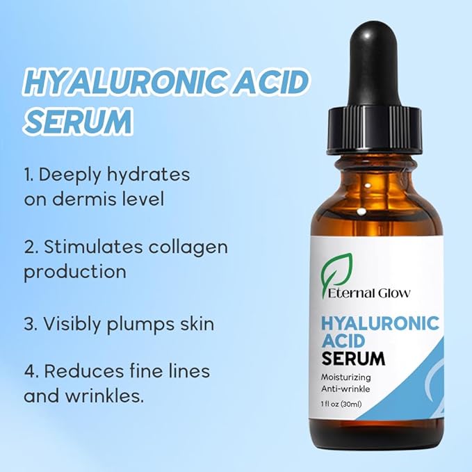 Eternal Glow Hyaluronic Acid Serum with Nourishing Botanicals – Intense Hydration for Plump, Radiant Skin – Best Face Serum for Anti Aging Skincare + Skin Barrier Support