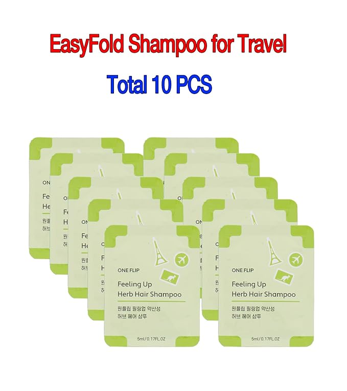 Travel Size Shampoo (10pcs), One Flip, Sample Size, Disposable, Hygienic, Korean Beauty Must Haves