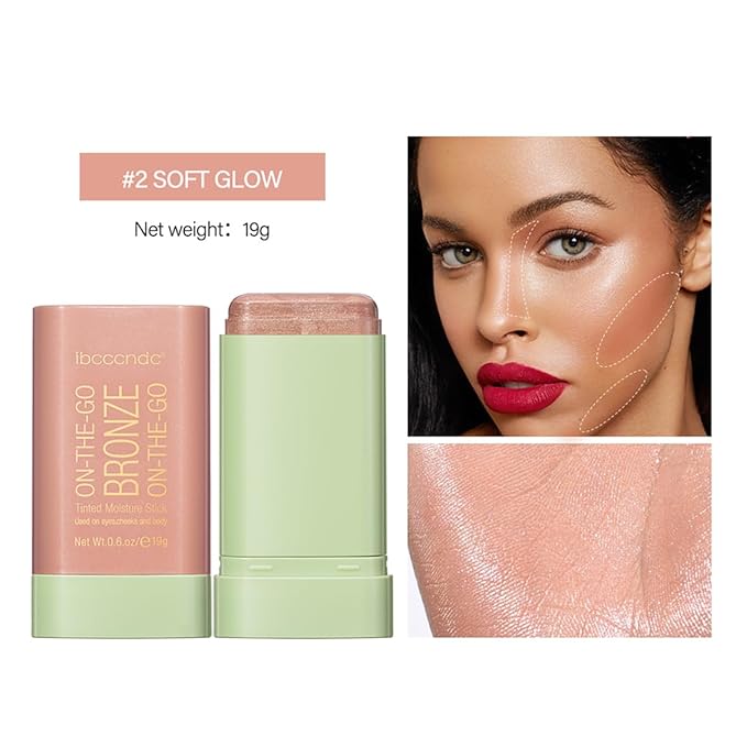 Multi-Use Makeup Blush Stick, Tinted Solid Moisturizer On-the-Go Soft Glow)