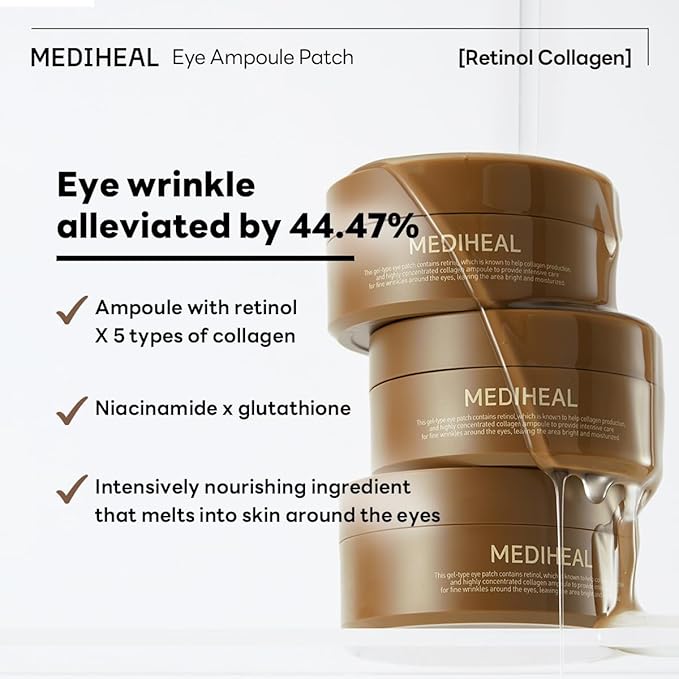 Mediheal Retinol Collagen Under Eye Patches & [Disney Pixar Edition] Madecassoside Blemish Toner Pad for Daily Blemish Care