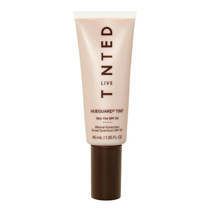 Live Tinted Hueguard Skin Tint SPF 50 - Tinted Mineral Sunscreen with Light-Medium Buildable Coverage With a Hydrating and Radiant Finish - Water and Sweat Resistant, 1.35 fl oz - Shade 08