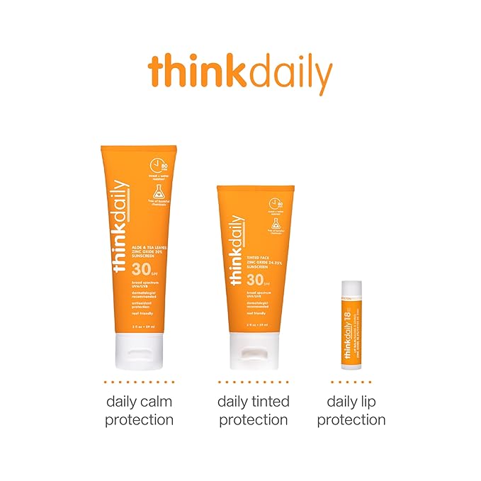 Thinkdaily Tinted Sunscreen for Face, SPF 30, 24.25% Zinc Oxide, 2 Oz, Safe, Natural, Water Resistant Reef Safe Sunscreen, All Skin Tones, Broad Spectrum UVA/UVB Sun Screen for Sun Protection