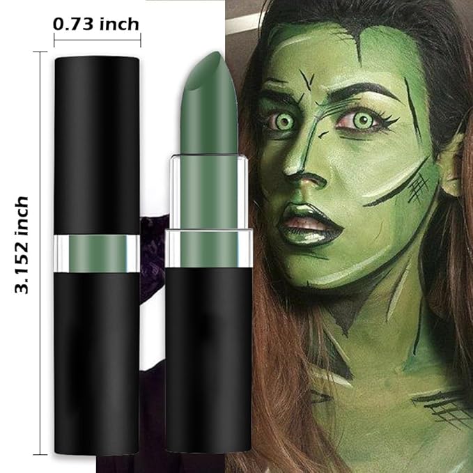 Kaely 1Pcs Green Face Paint Stick,Pro Eye Black Stick Baseball Football Softball,Easy to Color,Matte Lipstick Face Body Paint Set,Halloween Birthday Party Clown Makeup Sets,12