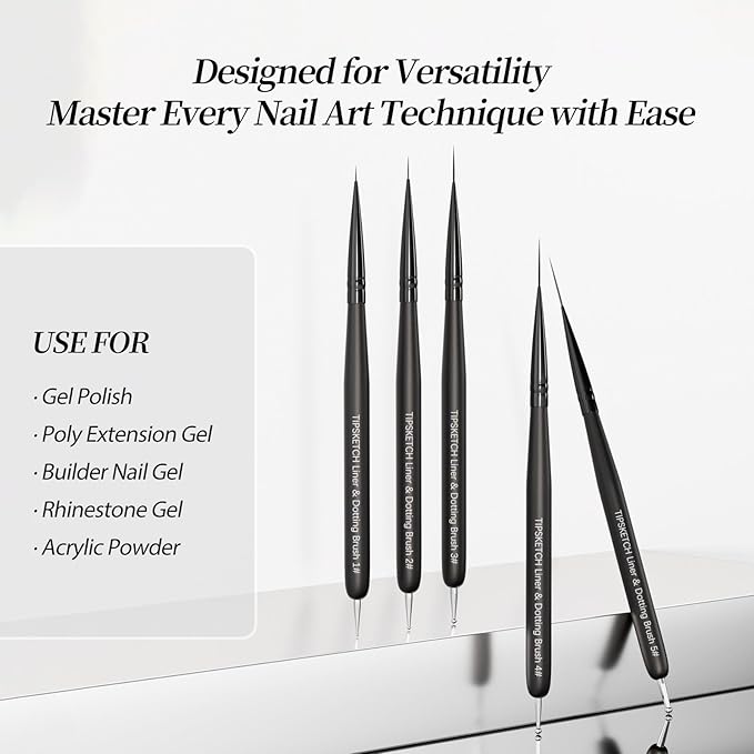 Nail art liner brushes 5pcs