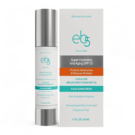 eb5 Super Hydrating Anti-Aging Face Sunscreen SPF 50 | AM Facial Moisturizing Broad Spectrum Sunscreen formulated with Zinc Oxide, Hyaluronic Acid & Multi-Peptides, Vitamin E, C & A - 1.7 FL.Oz