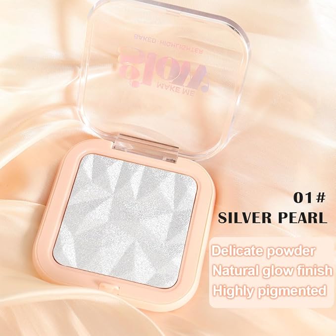 evpct Pearl White Silver Face Highlighter Makeup Shimmer